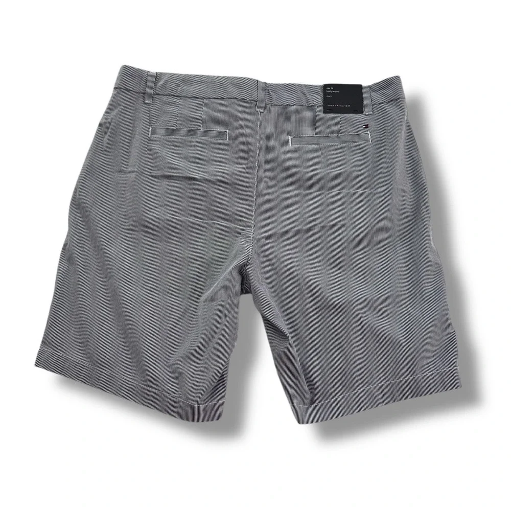Tommy Hilfiger Hollywood Shorts Womens 14 Blue‎ White Seersucker Stripe 9 Inseam